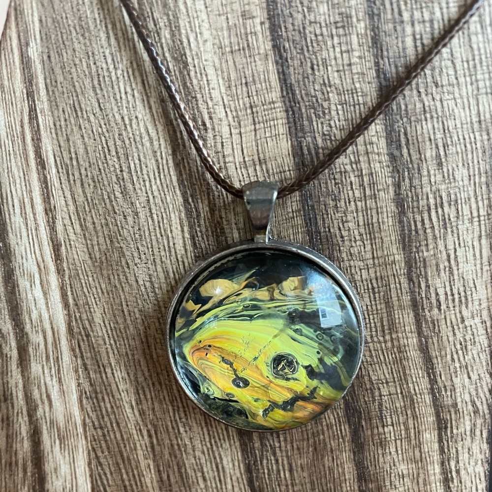 Handmade circle painted pendant
